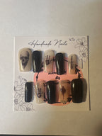 After Midnight black press on nails with dark nail art