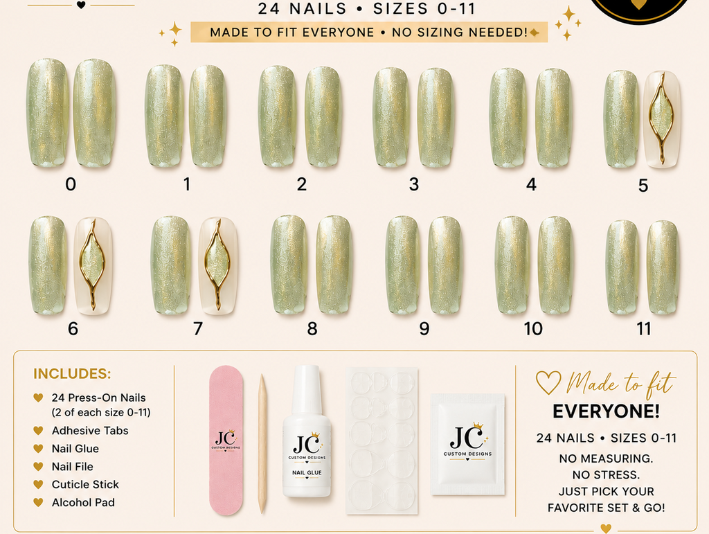 Sage Glow 24-piece green handmade press on nails