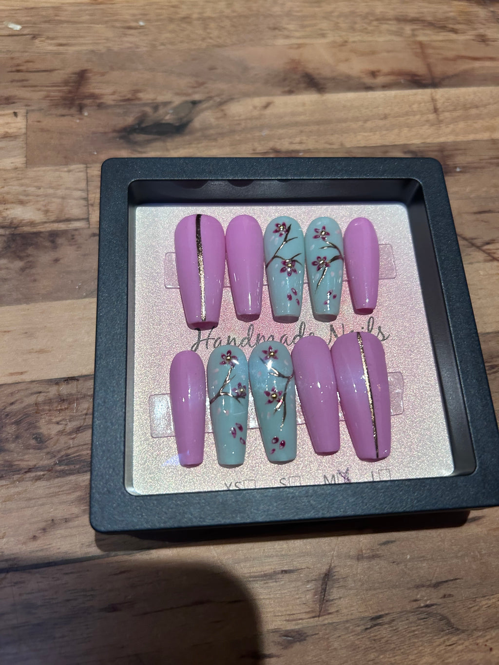 Floral chrome Arizona Tea inspired handmade press on nails