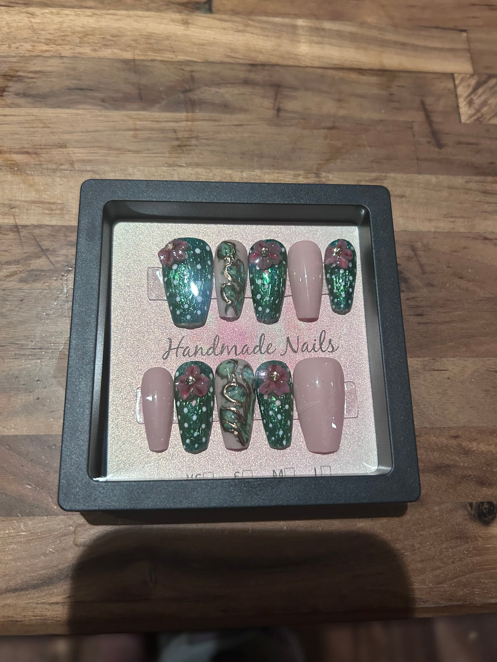 Cactus Shadows handmade chrome press on nails
