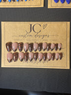 Tortoise French nude press on nails with tortoise shell tips