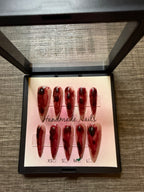 Crimson Veil red gothic blood effect press on nails