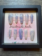 Porcelain Story blue toile handmade press on nails