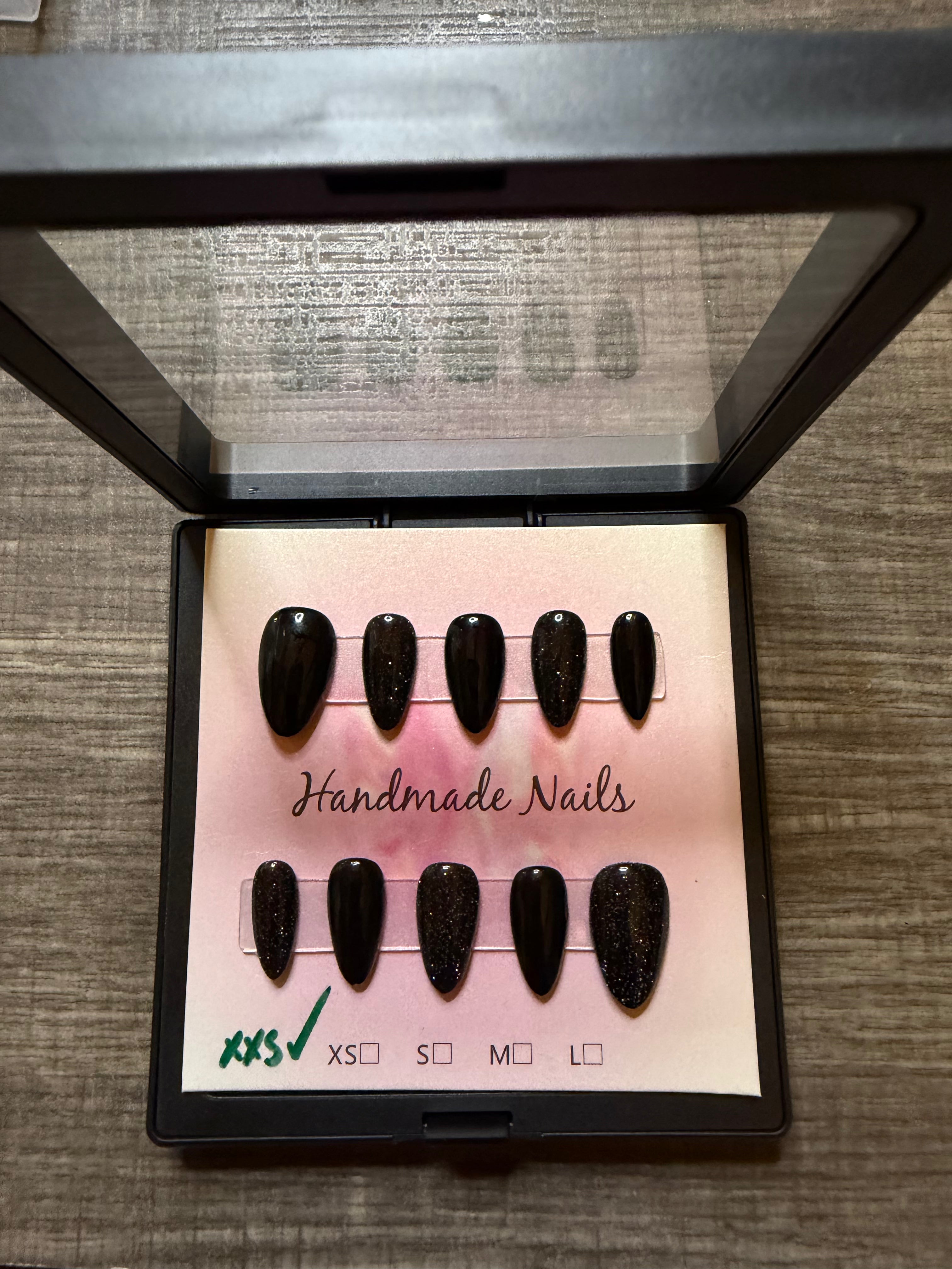 Little Black Set black glitter press on nails