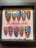 Pastel animal print handmade press on nails