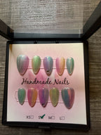 Cotton Candy Chrome pastel rainbow press on nails