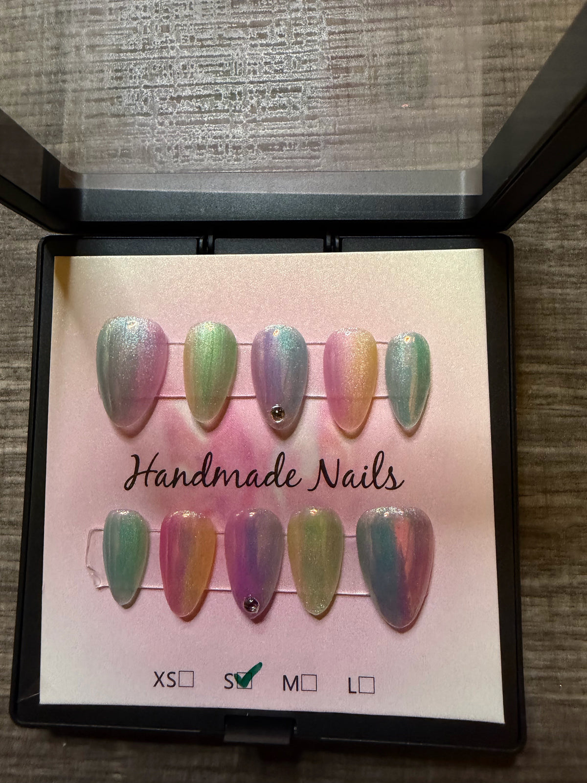 Cotton Candy Chrome pastel rainbow press on nails