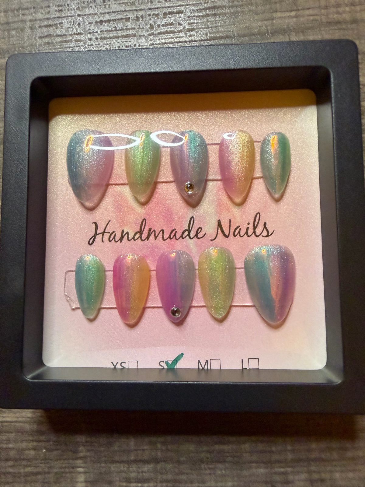 Iridescent pastel chrome handmade press on nails