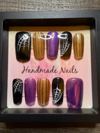 Purple and black Halloween handmade press on nails