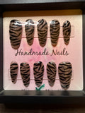 Champagne glitter zebra print press on nails