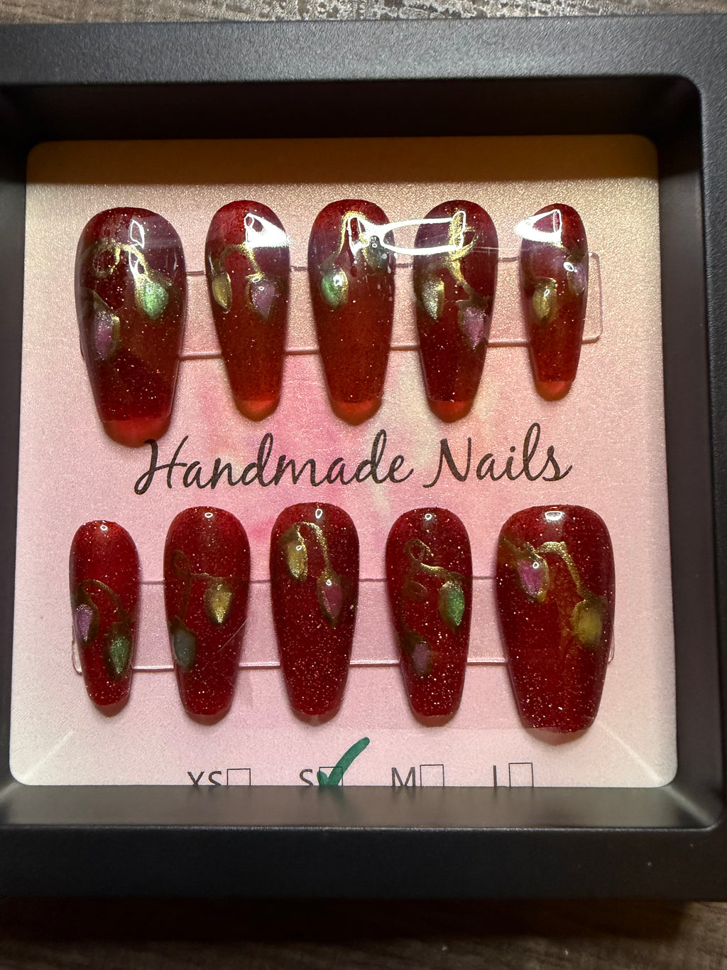 Handmade Christmas Lights press on nail set