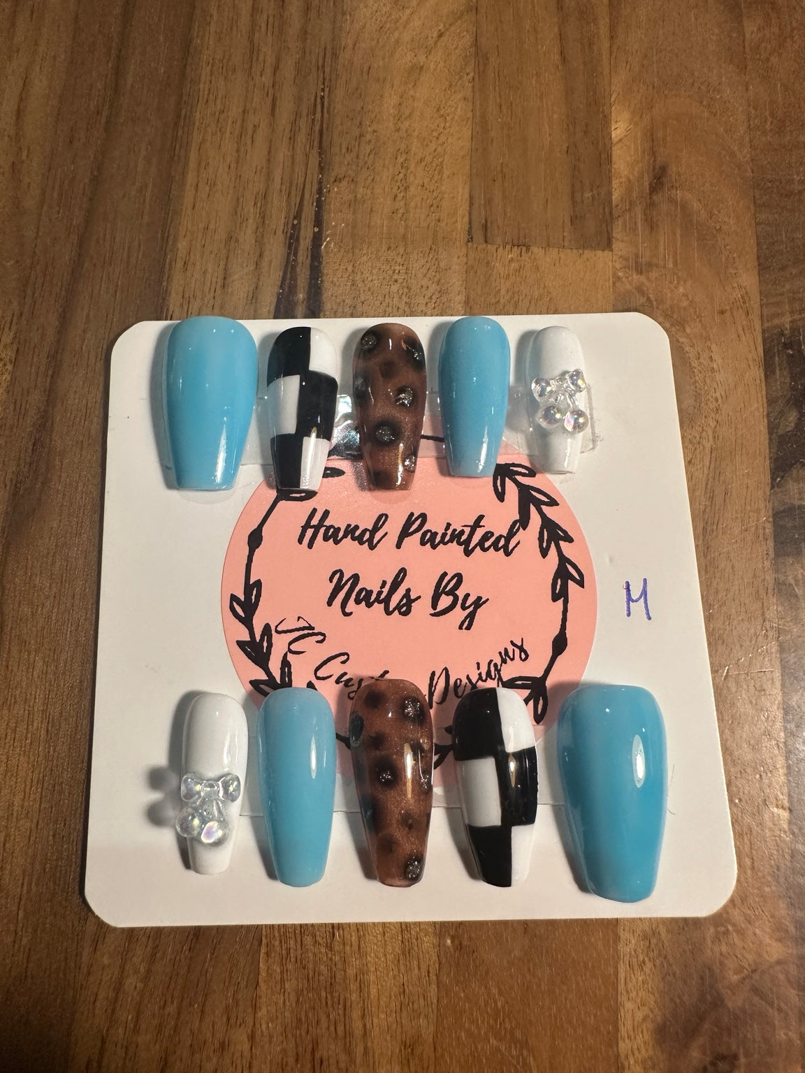 Electric Valentine handmade press-on nail set
