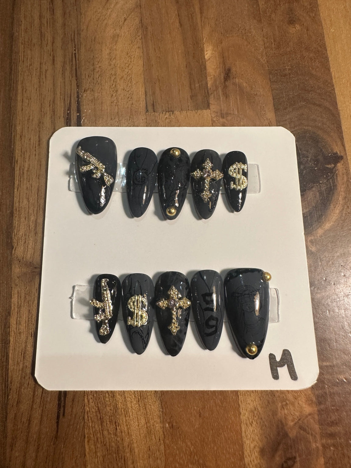 Grey Day Blackout handmade press-on nails