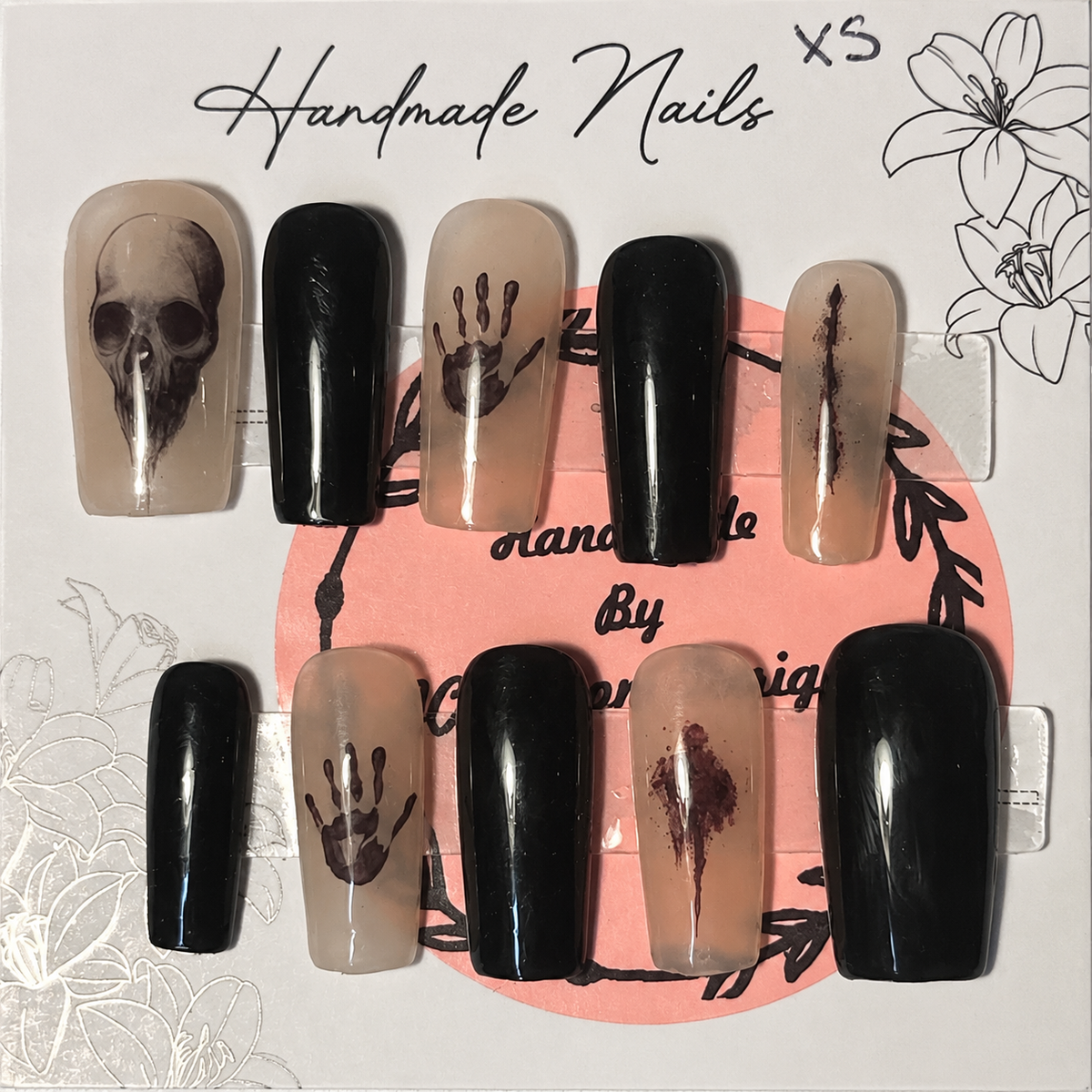 Close-up of After Midnight press-on nail set