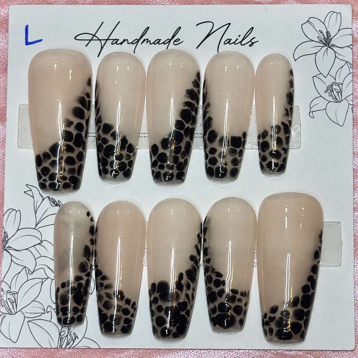 Close-up of Black Lace French press-on nail set