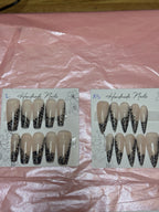 Black Lace French handmade press-on nails