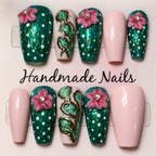 Close-up of Cactus Shadows press-on nail set