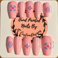 Close-up of Country Kitchen Pink press-on nail set