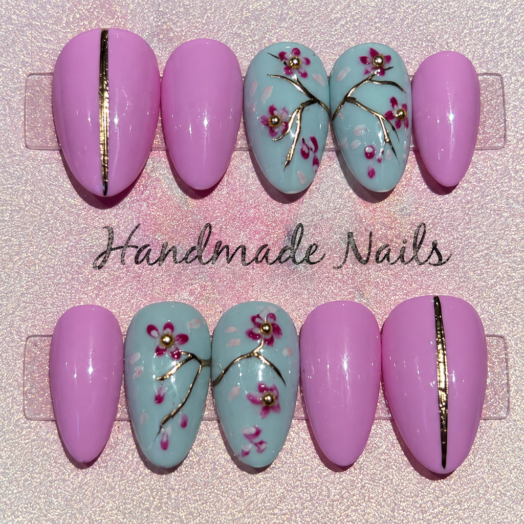 Close-up of Desert Bloom — Handmade Press-On Nails press-on nail set