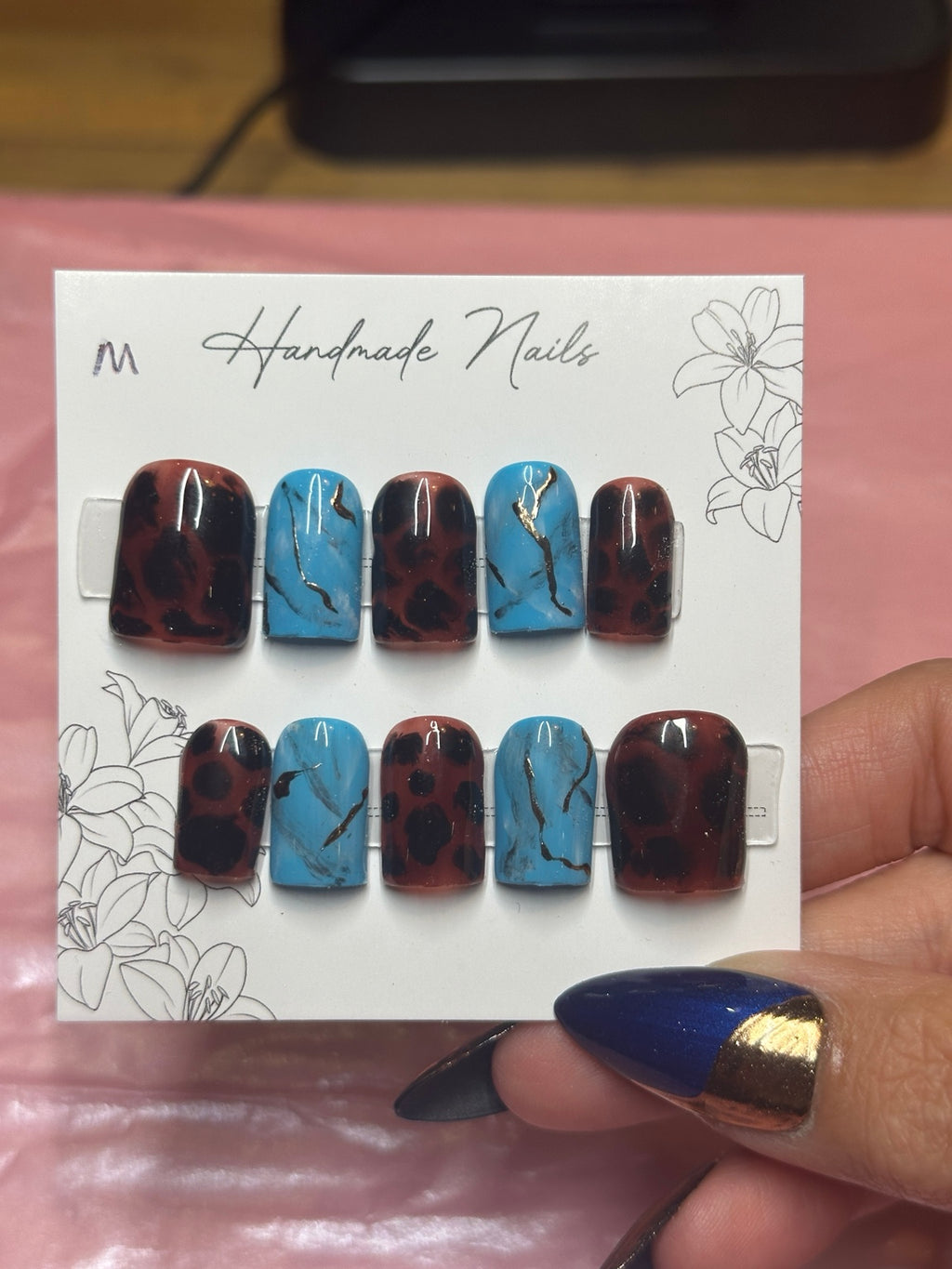 Desert Turquoise Tortoise handmade press-on nails