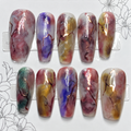 Close-up of Gemstone Veil handmade press-on nails
