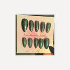 Original Green Dragon Skin textured emerald green handmade nails