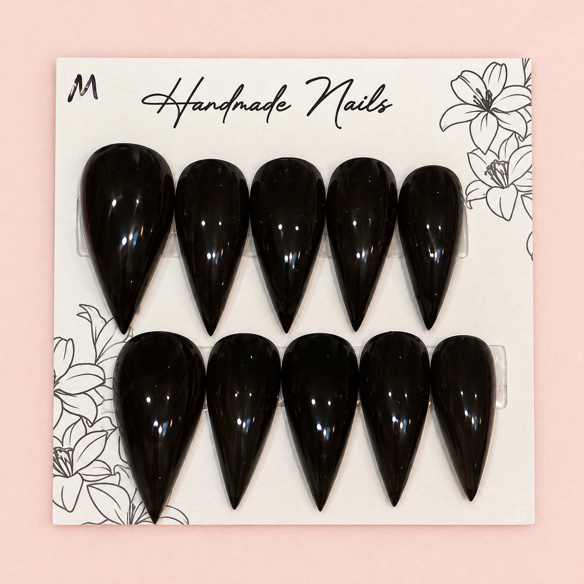 Glossy Onyx Claws press-on nail set close-up