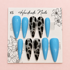 Sky Blue Cowgirl press-on nail set close-up
