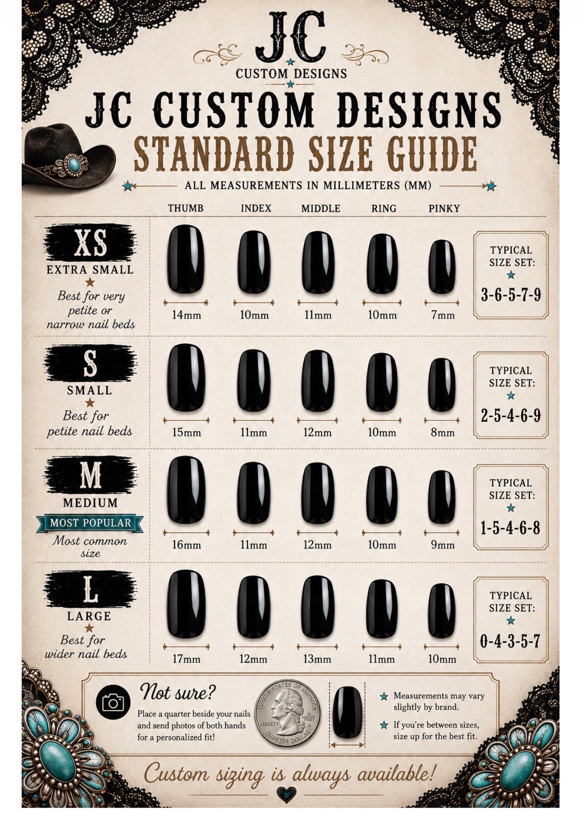 XS S M L sizing chart