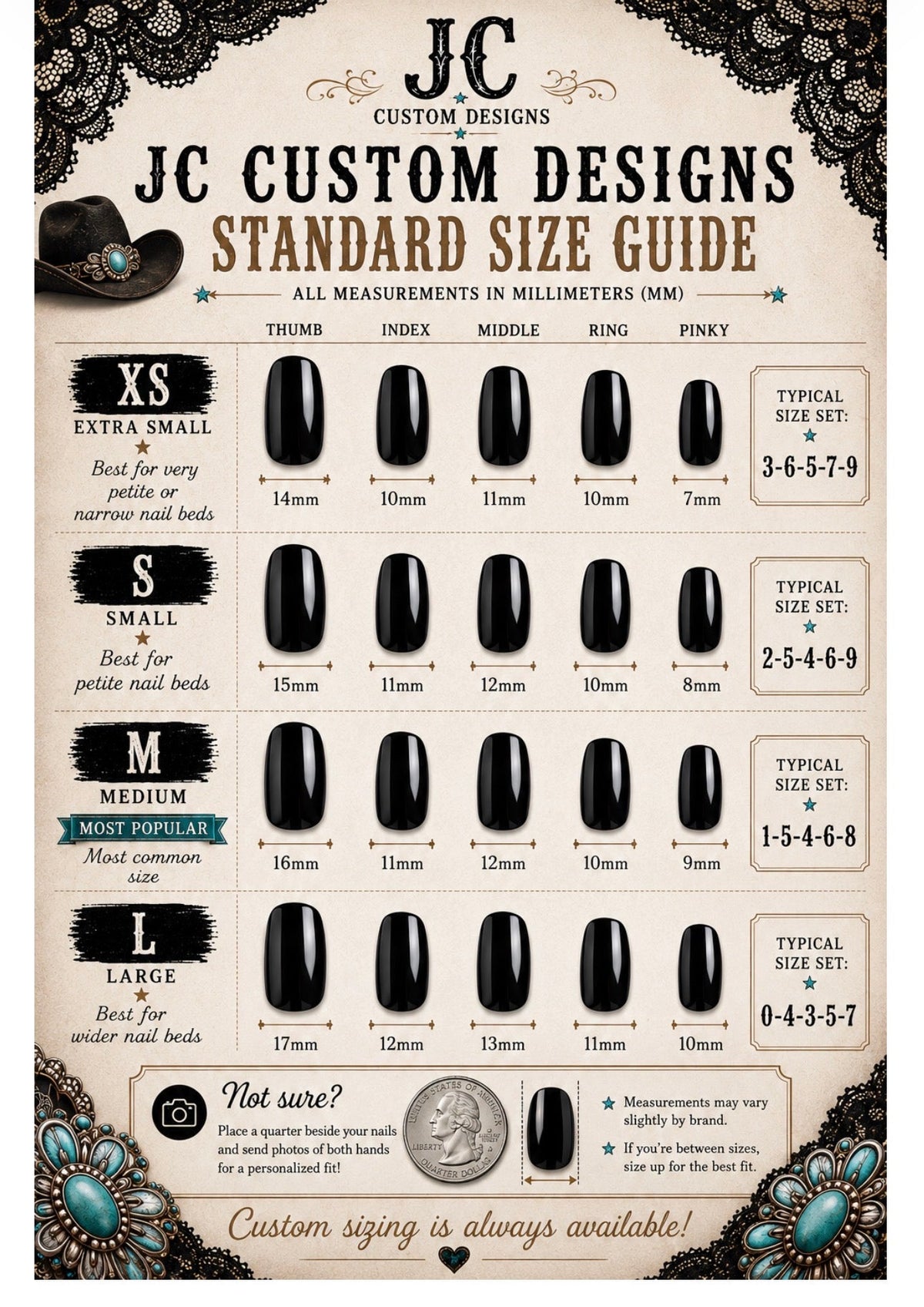 XS S M L sizing chart