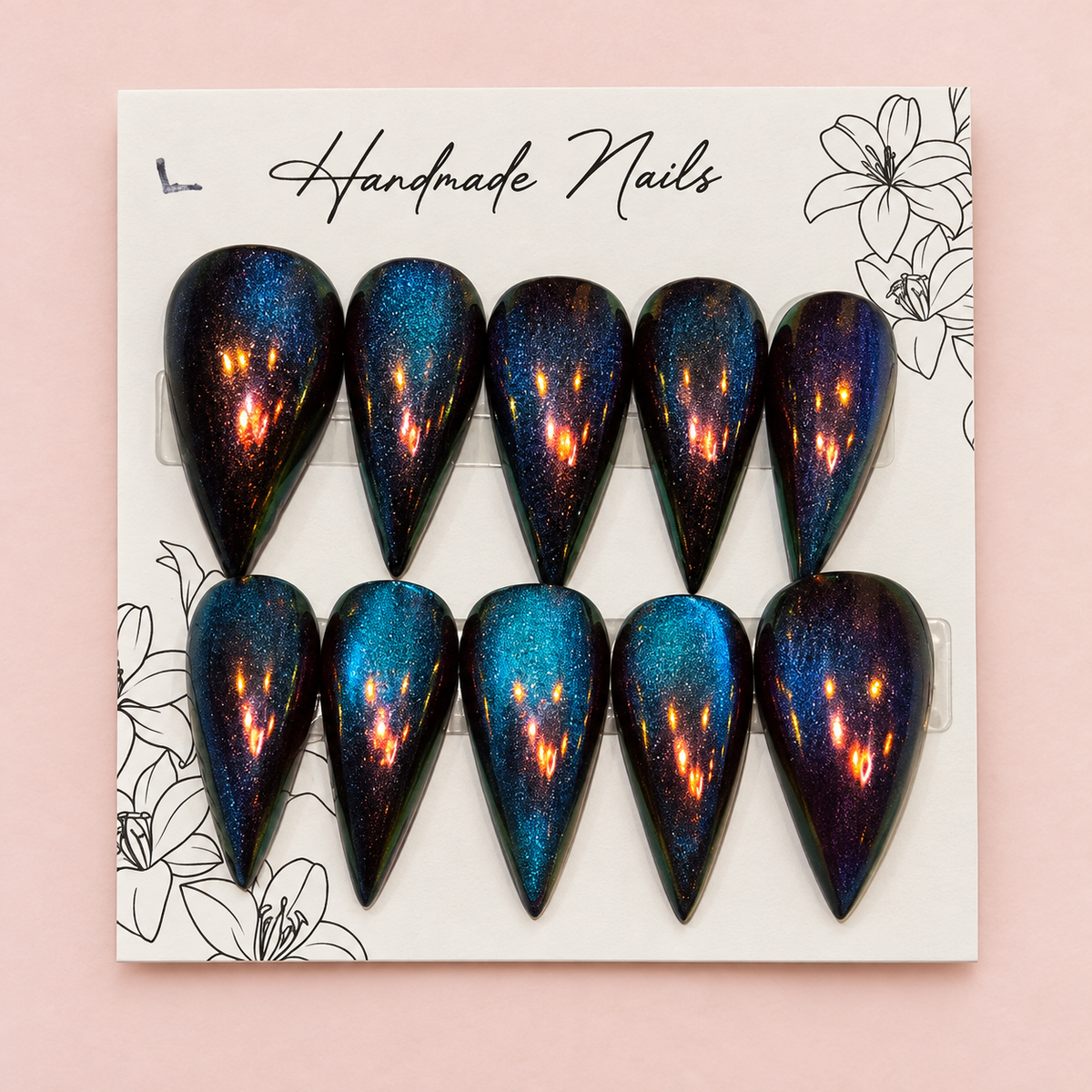 Midnight Inferno Claws press-on nail set close-up