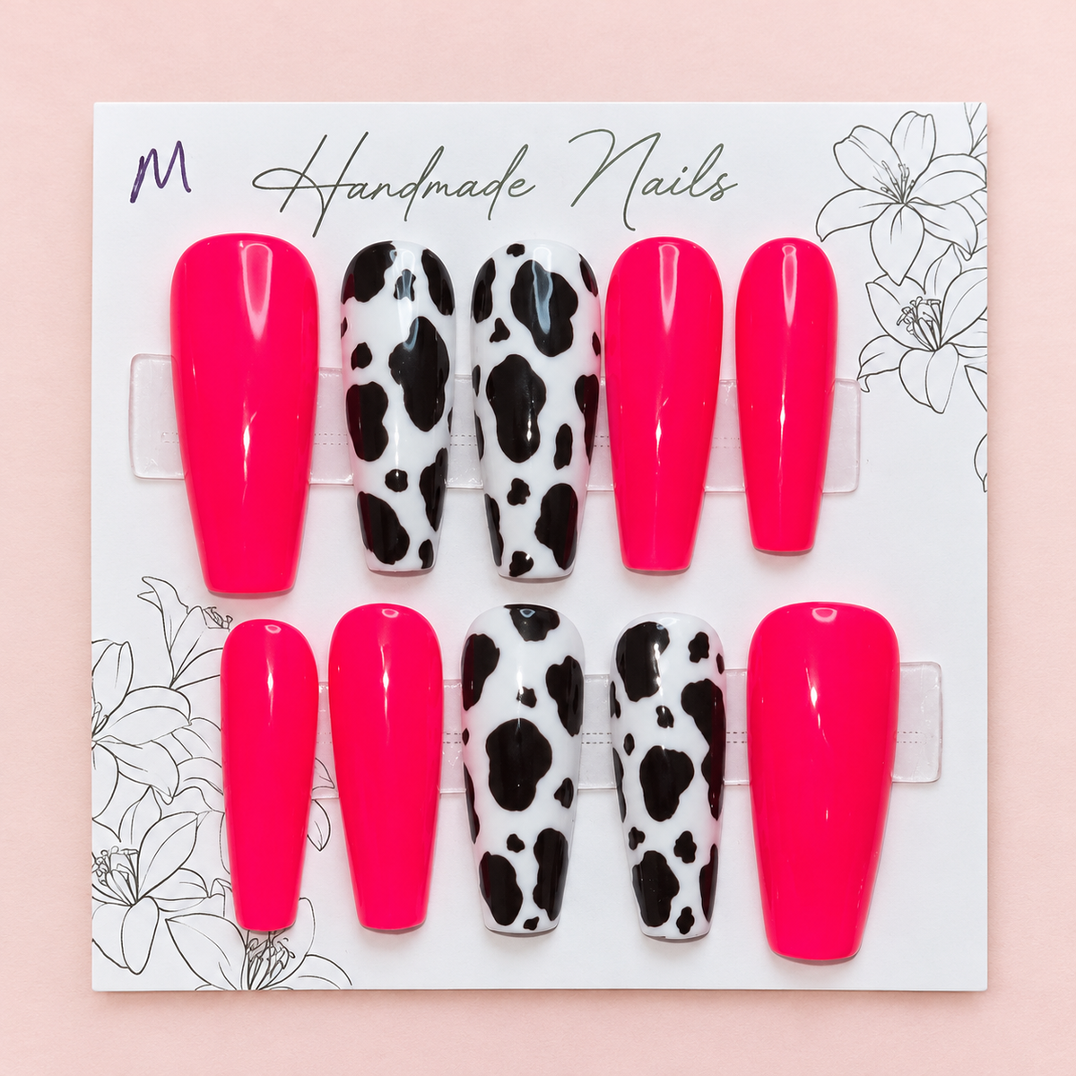 Hot Pink Cowgirl press-on nail set close-up
