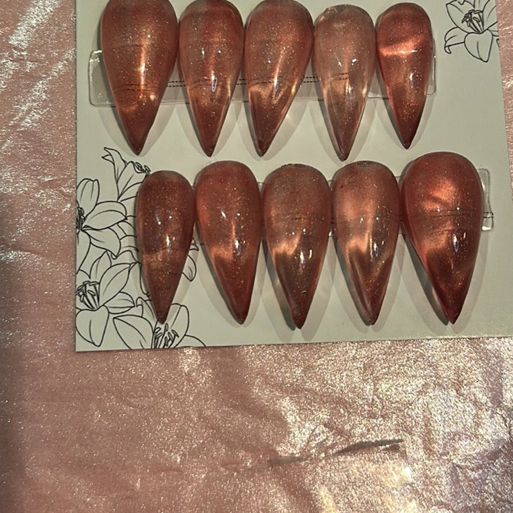 Zoomed and cropped product photo showing handmade press-on nails