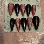 Zoomed and cropped product photo showing handmade press-on nails