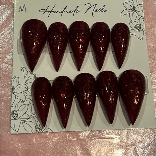 Zoomed and cropped product photo showing handmade press-on nails