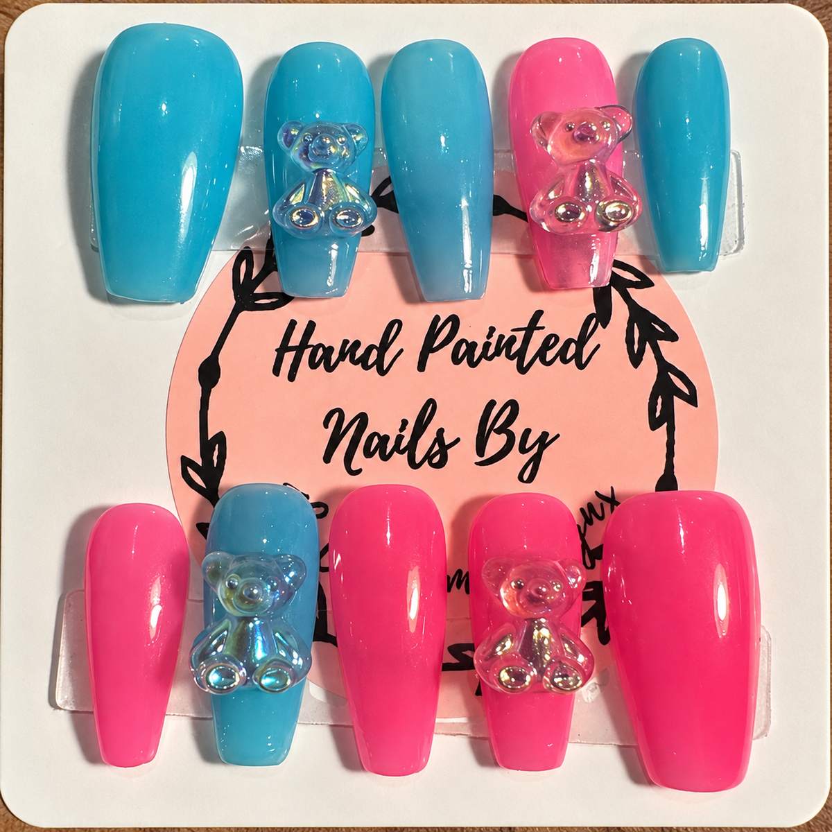 Close-up of Jelly Bear press-on nail set