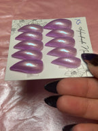 Lilac Pearl Claws handmade press-on nails angled view