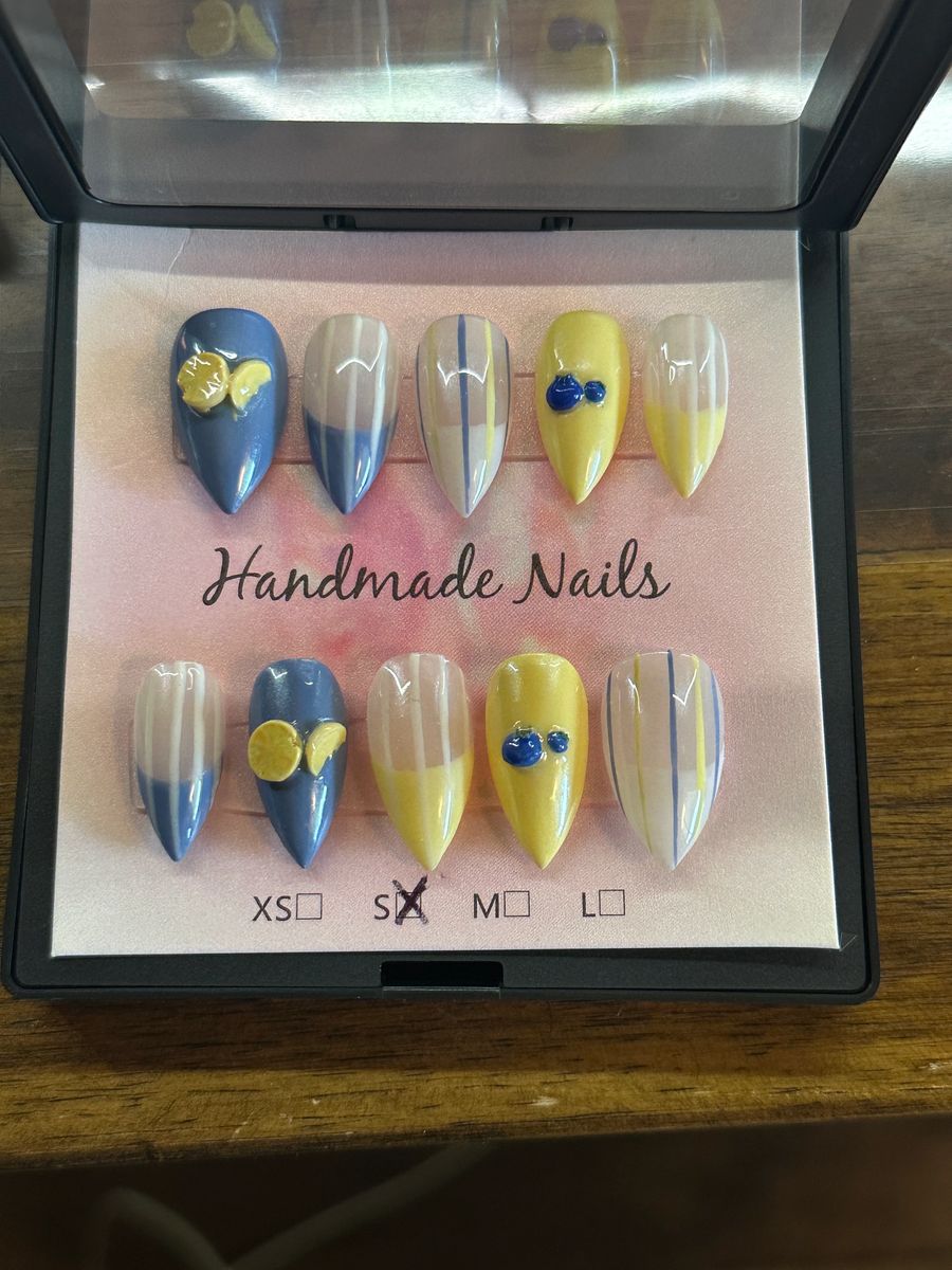 Limoncello Skies handmade press-on nail set