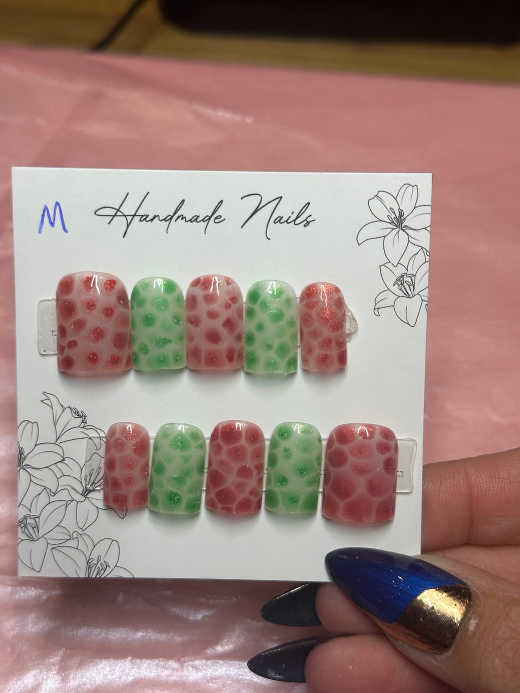 Melon Bubble handmade press-on nails