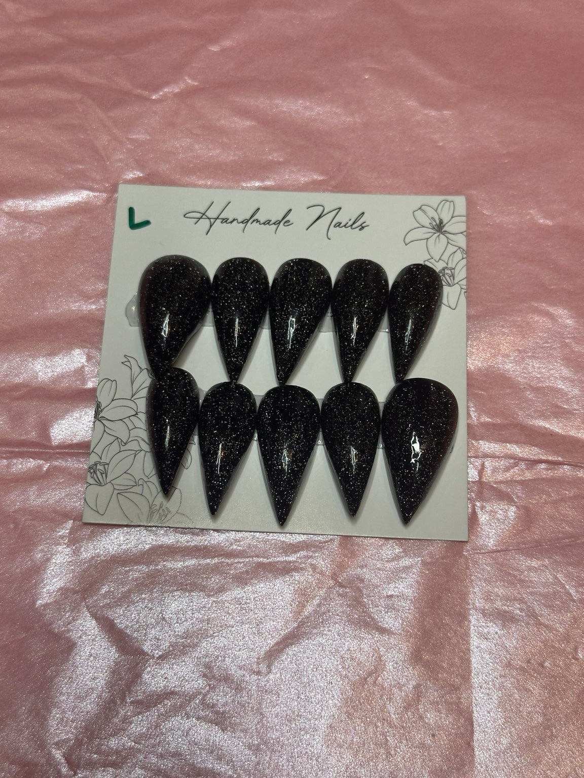 Midnight Glitter Claws handmade press-on nails