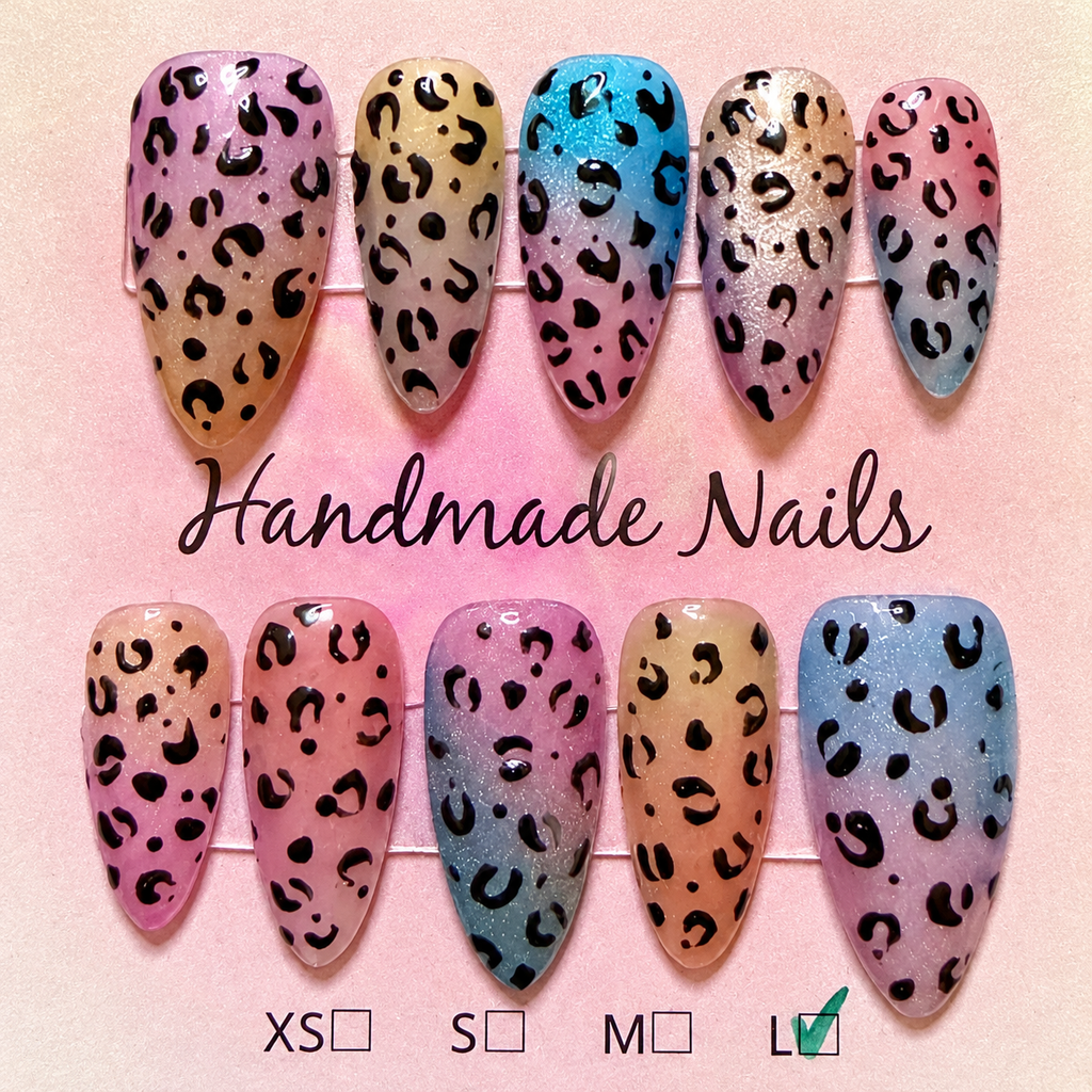 Close-up of Pastel Wild press-on nail set