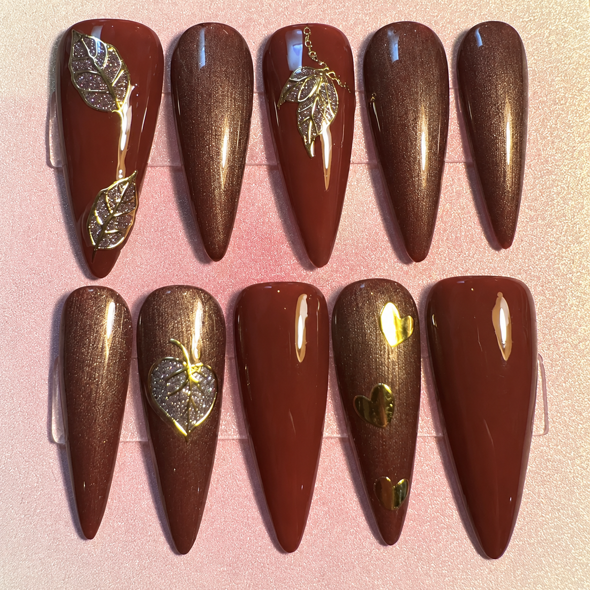 Close-up of Porcelain Garden press-on nail set