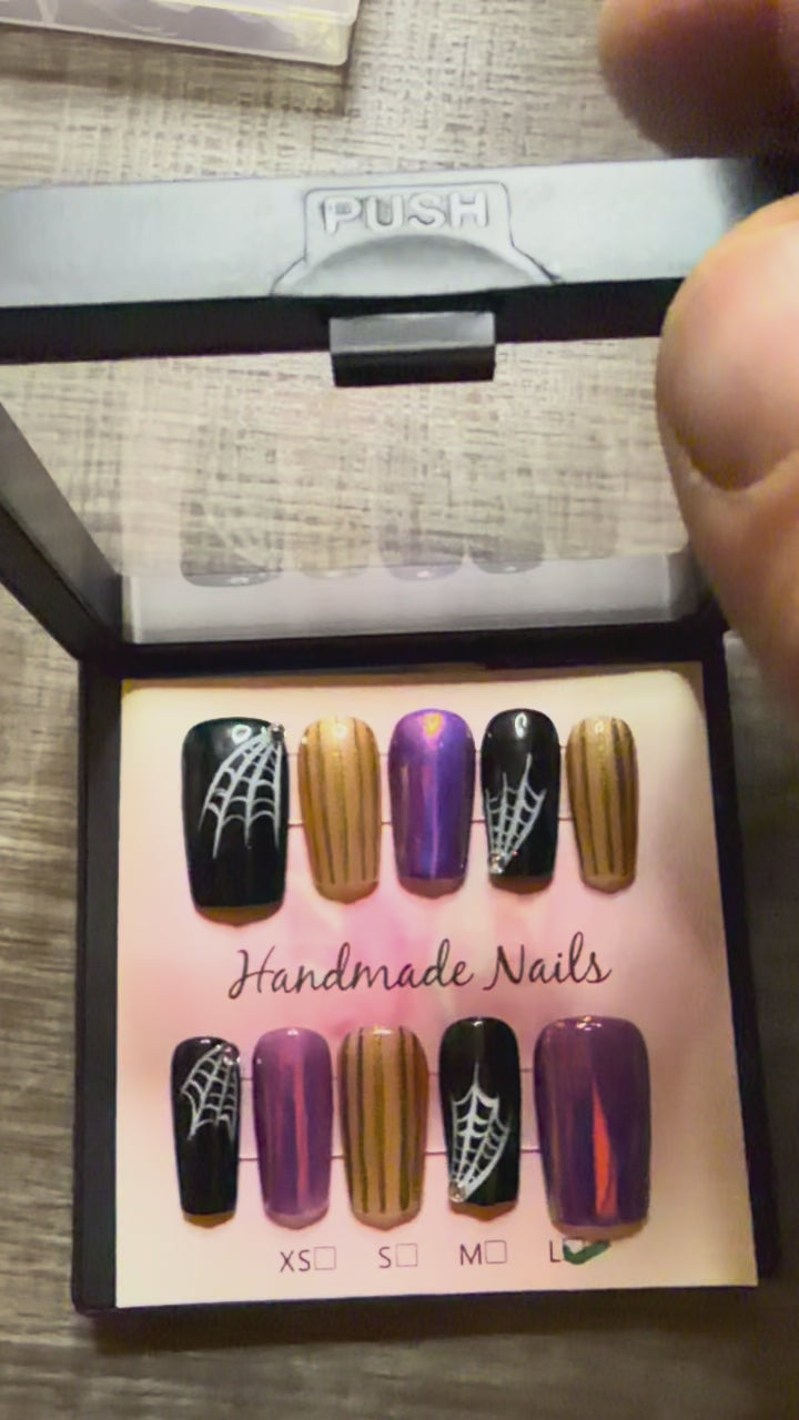 Purple Halloween - 10pc Handmade Press-On Nails | Stiletto, Coffin, Square, Almond | Short, Medium, Long