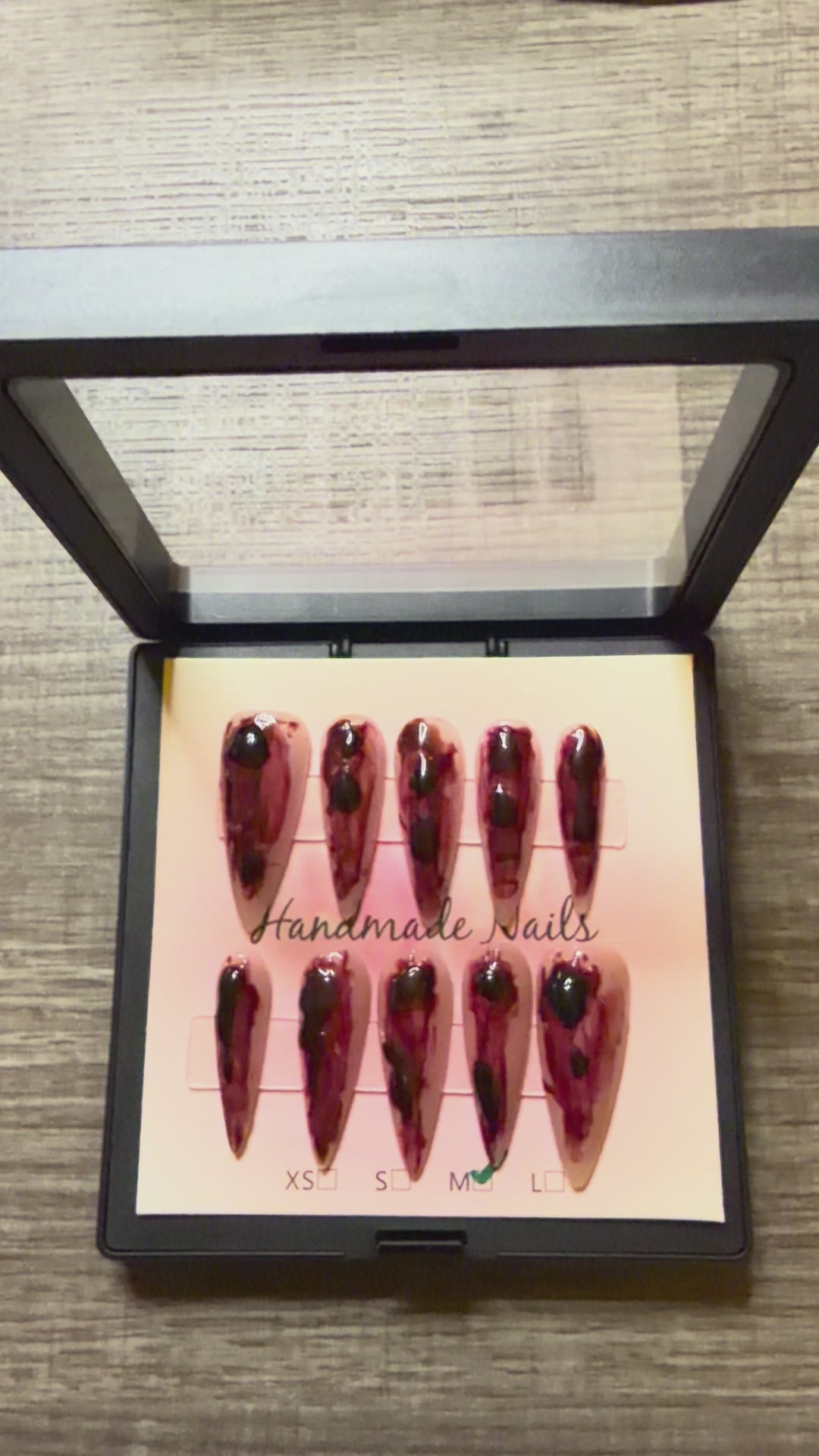 Crimson Veil - 10pc Handmade Press-On Nails | Stiletto, Coffin, Square, Almond | Short, Medium, Long