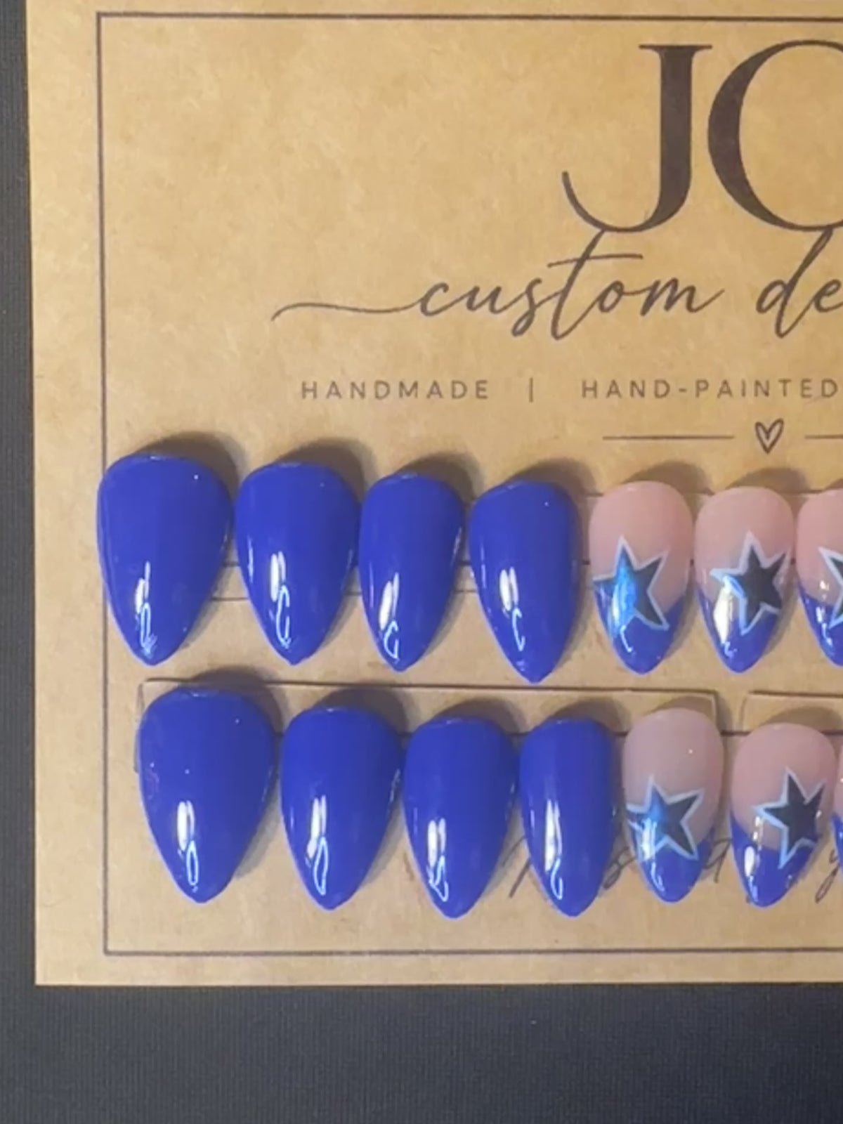Navy Star - 24pc Ready-to-Wear Press-On Nails | Stiletto, Coffin, Square, Almond | Short, Medium, Long