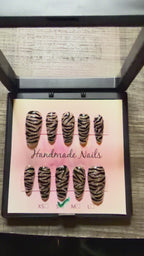 Champagne Zebra - 24pc Ready-to-Wear Press-On Nails | Stiletto, Coffin, Square, Almond | Short, Medium, Long