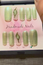 Sage Glow - 24pc Ready-to-Wear Press-On Nails | Stiletto, Coffin, Square, Almond | Short, Medium, Long