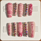 Close-up of the complete ten-nail Red Print set