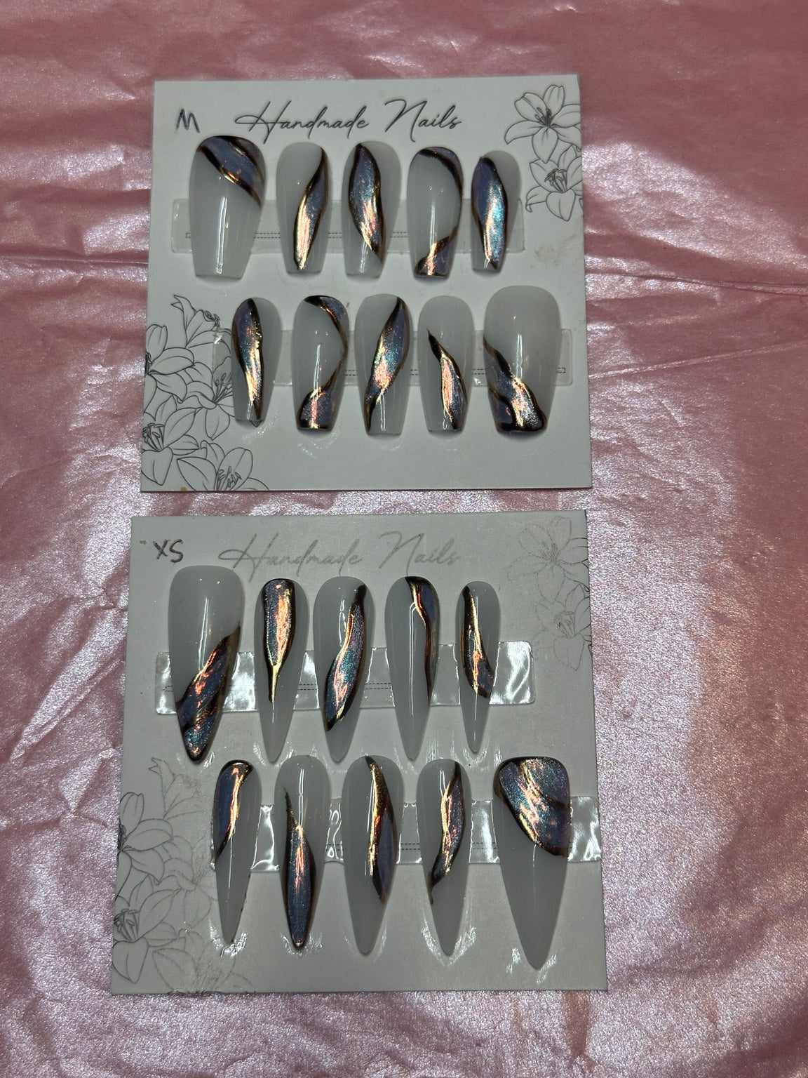 Aurora Flame handmade press-on nails