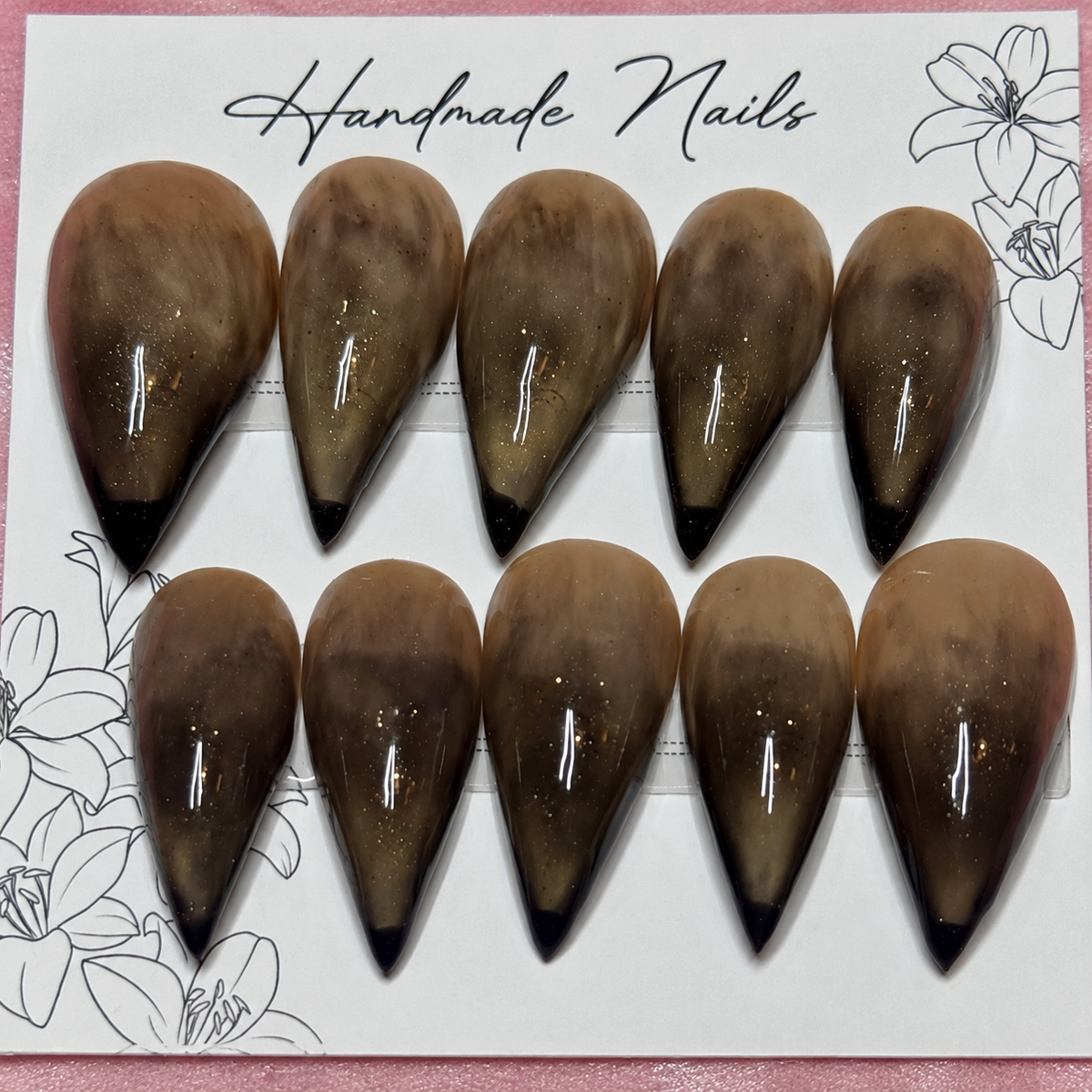 Close-up of Smoked Espresso Claws press-on nail set